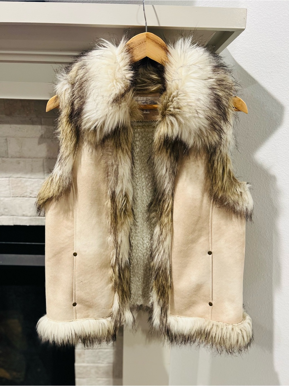 Faux Suede Fur Trim Vest Small • Boho Penny Lane Coat Style
